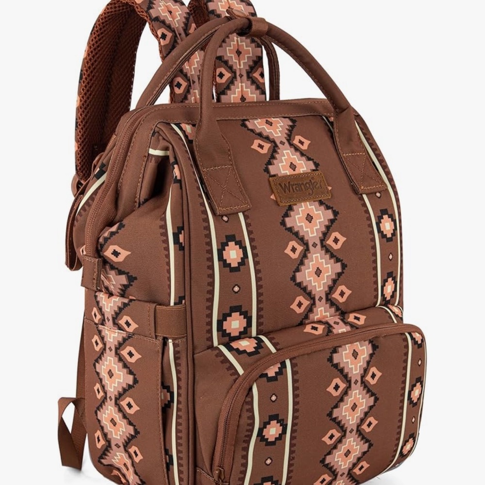 Wrangler Geometric Aztec  Brown diaper bag Backpack